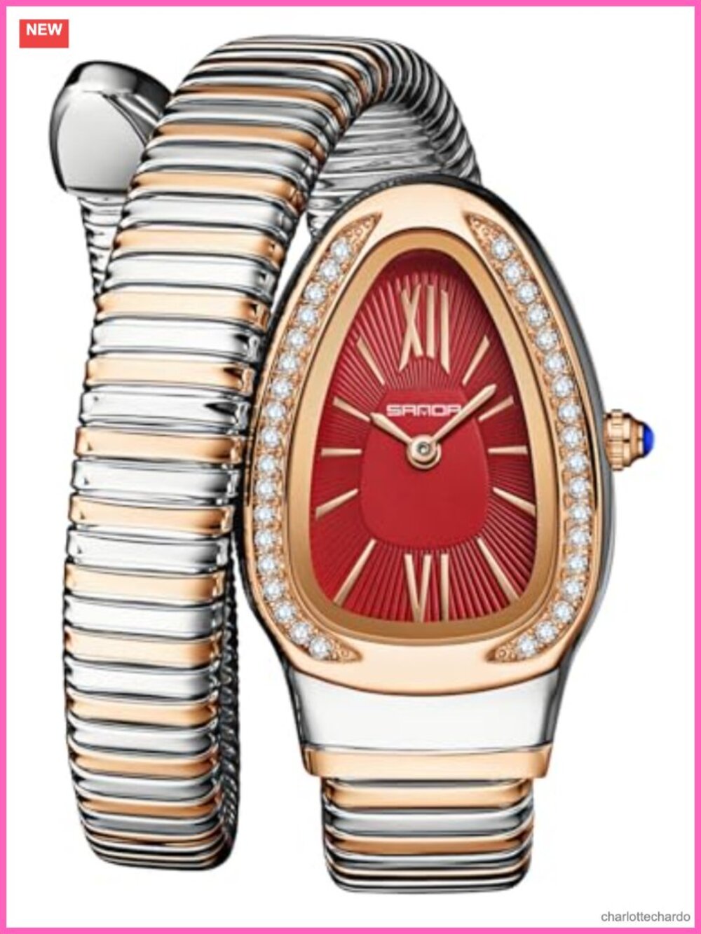Gosasa Snake Bracelet Watch Women Quartz Cuff Bangle Wristwatch Dress Gift